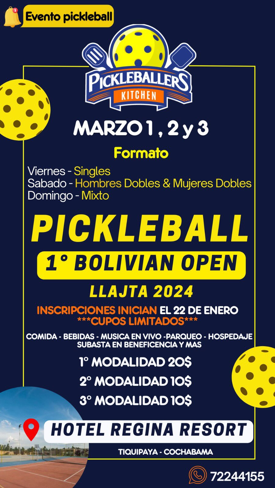 Pickleball 1er Bolivian Open Llajta 2024 - Hablemos de Pickleball - La Guía Definitiva del Pickleball en América Latina y el mundo de habla hispana.