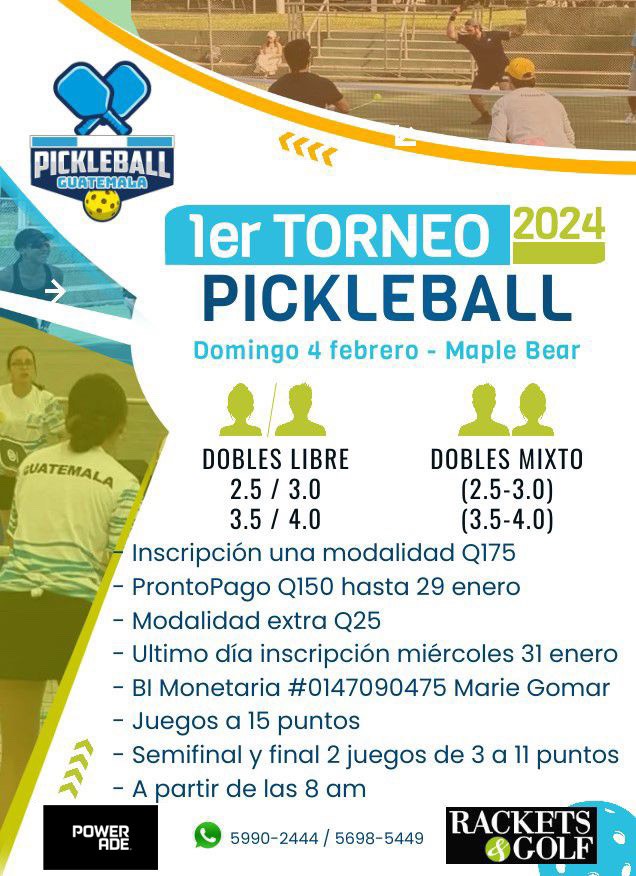 Guatemala, 1er Torneo de Pickleball 2024 - Hablemos de Pickleball - Noticias del Pickleball en Español: Descubre las Novedades y Eventos del Pickleball en América Latina y el Mundo Hispano.