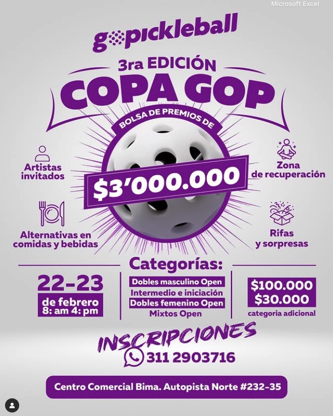 3Era Edición Copa GOP - Hablemos de Pickleball - Noticias del Pickleball en Español: Descubre las Novedades y Eventos del Pickleball en América Latina y el Mundo Hispano.